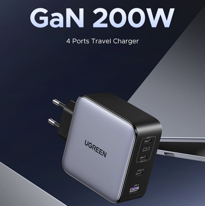 Зарядний пристрій UGREEN Nexode 200W 4-Port GaN 3C1A  (X764)