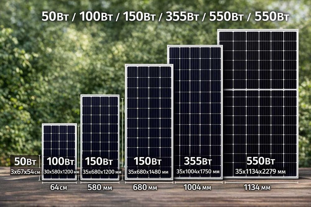Сонячні панелі 50/100/150/355/550Вт на балкон/квартиру/зарядну станцію