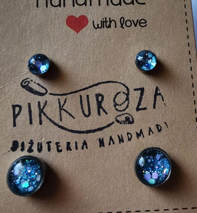 Kolczyki niebieskie brokatowe