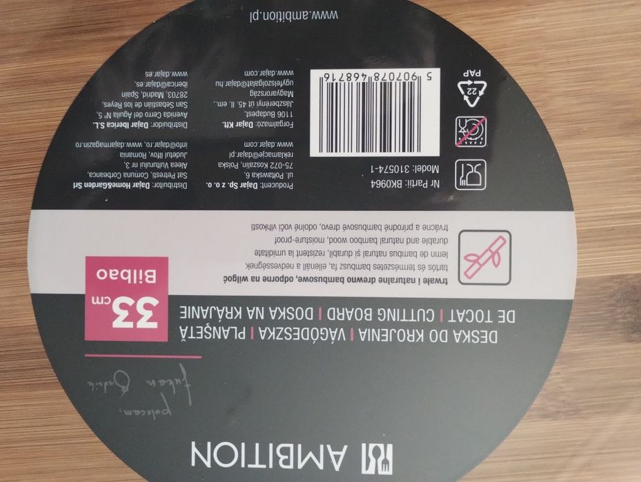 Deska bambusowa do krojenia Bilbao 33 cm gruba Cutting board
