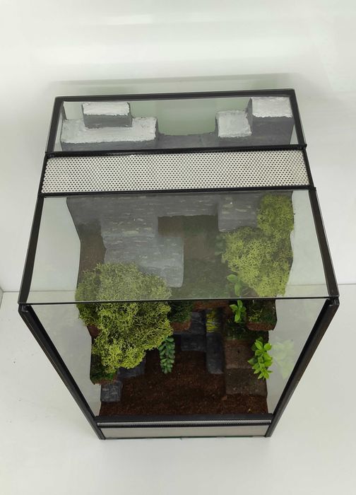 Terrarium dla gekona płaczącego | Terraria tropikalne z wyposażeniem | Styl Pixel Art TW28MC, AquaWaves