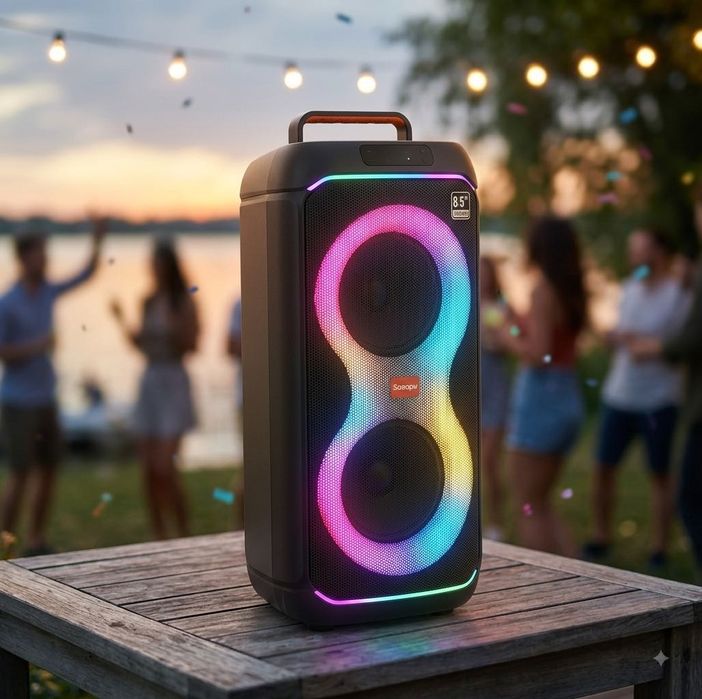 Портативна гучна Bluetooth колонка с підсвіткою і мікрофоном PartyBOX 320