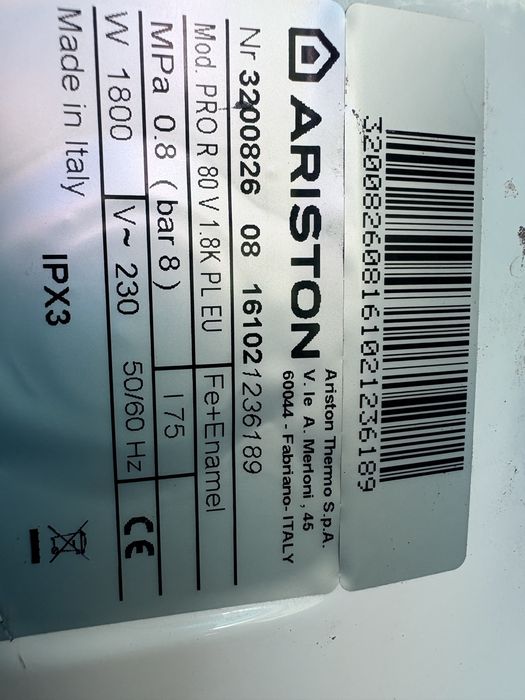 Ariston pro r 80 podgrzewacz wody 80l elektryczny