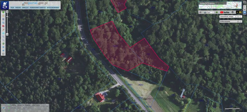 Działki leśne w Komborni – 1,08 ha