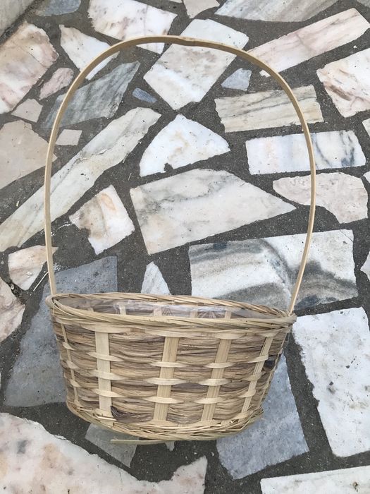 3 cestos em palha/ bambu grandes 36cm