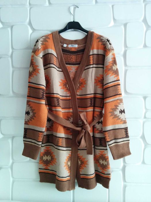 NOWY dłuższy sweter w stylu BOHO - kardigan - damski sweter