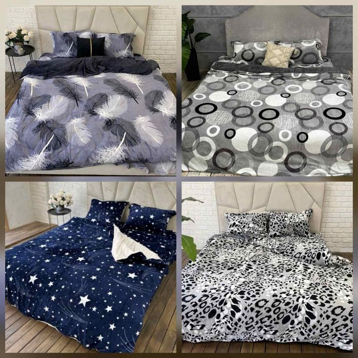 Плюшева (велюрова) постільна білизна з мікрофібри. 1,5-ї та євро.