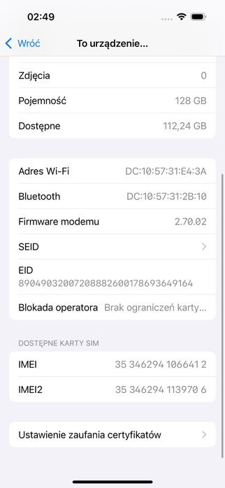 iPhone 15 PRO 128GB Black Titanium   Czarny Tytan Super Stan! 90%!!