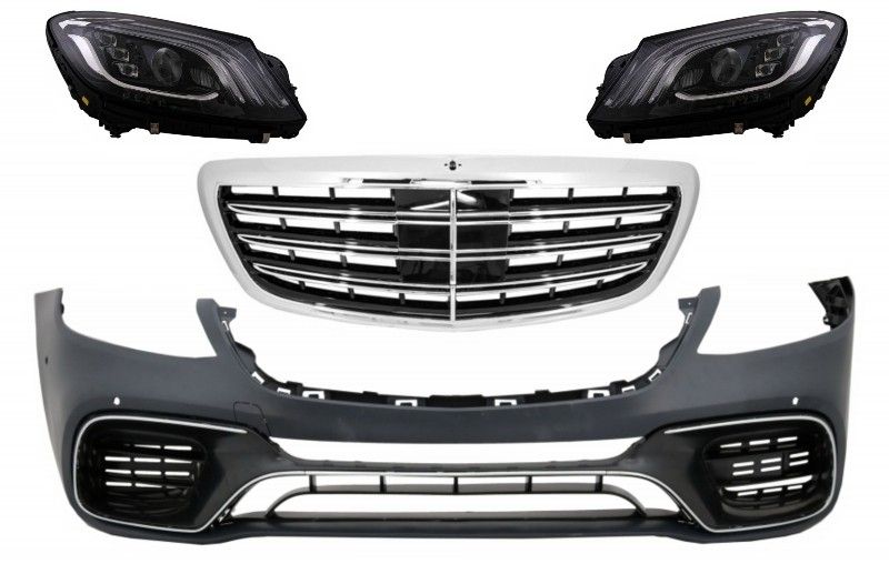 Zderzak przód + grill + reflektory LED MERCEDES S W222 13- AMG