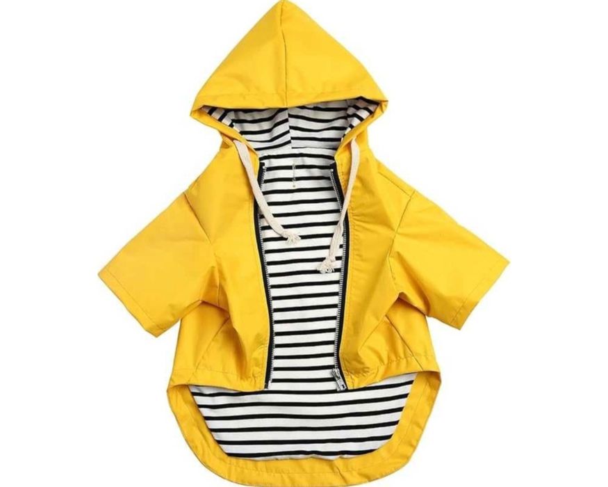 Kurtka przeciwdeszczowa dla psa, wodoodporna, XL, żółta, z kapturkiem