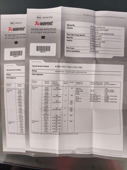 Akrapovic  euro 5 Yamaha R7  / MT 07