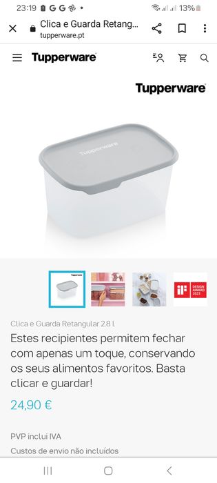 Caixa tupperware 2,8 L NOVA rectangular