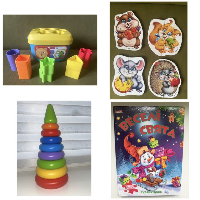 Ведерко (сортер) с кубиками Fisher-Price, Пазлы, Пирамидка
