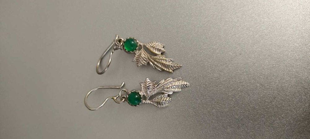 Сережки,кульчики часів СССР, мельхіор натуральне каміння