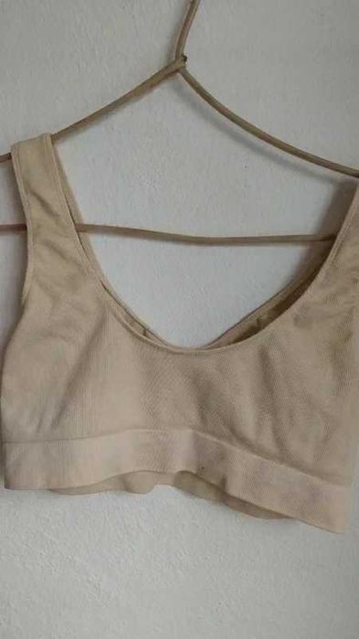Beżowy kremowy stanik sportowy Gree Nice S M