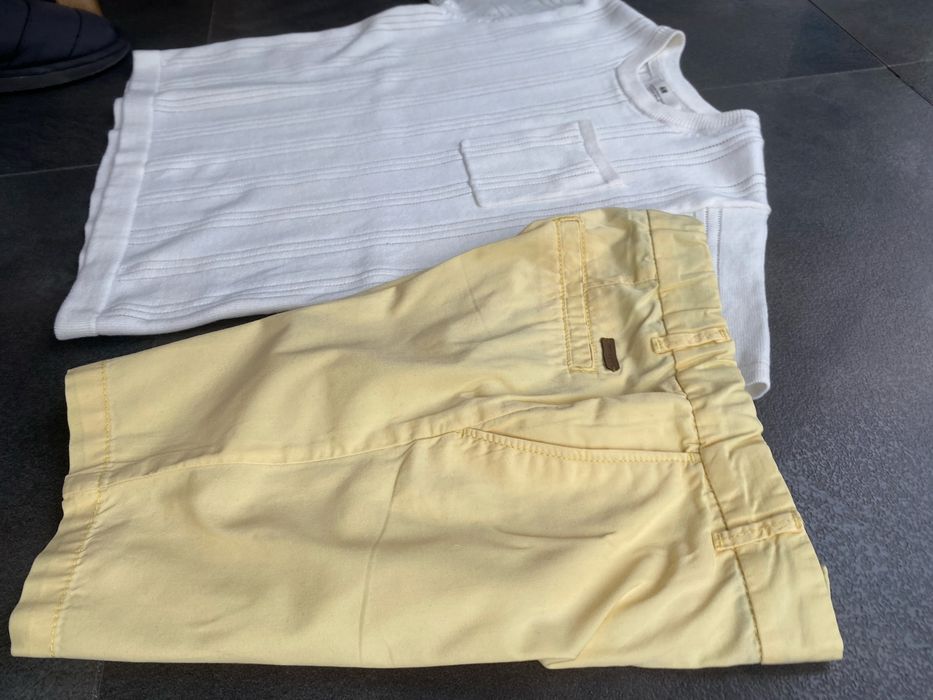 Tshirt dzianinowy + spodenki H&M bawełna 128 cm - stan idealny