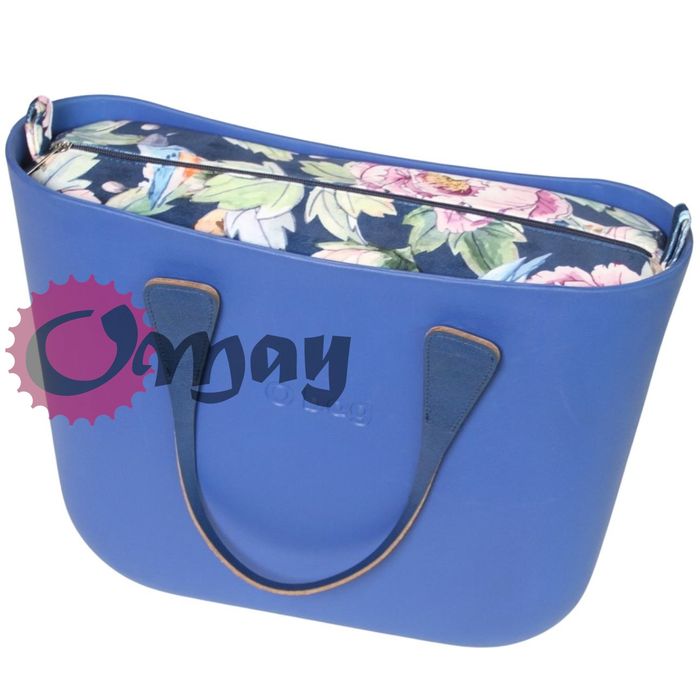 organizer OBAG STANDARD velvet welur kwiaty niebieski 2 kieszenie OMAY