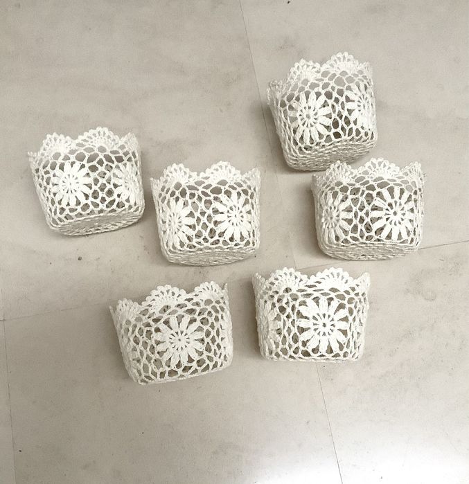 6 recipientes de crochet endurecido