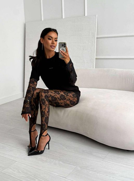 Tunika koronka legginsy koronka na paluszek millagro