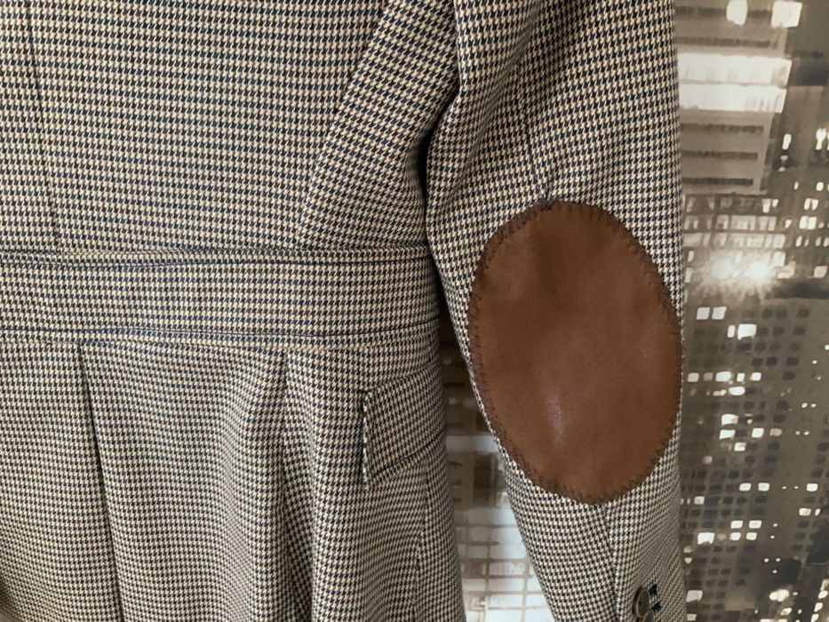 Marynarka damska w kratkę ZARA XS 34 z łatami na rękawach Warszawa