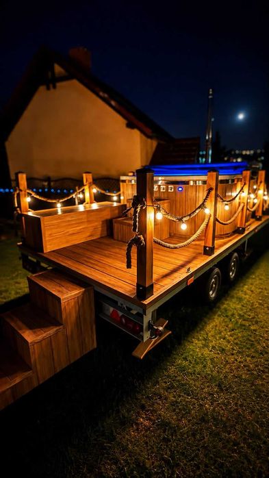Mobilna sauna / balia ogrodowa z jacuzzi   – wynajem z dowozem!