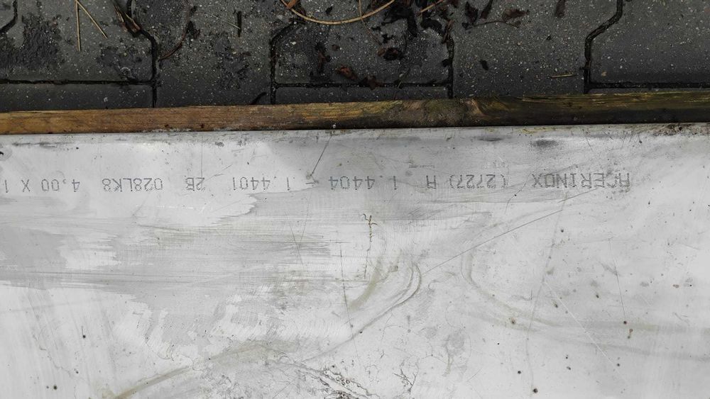 Blacha nierdzewna  gatunek 1.4404 arkusze 3000x1500 4mm