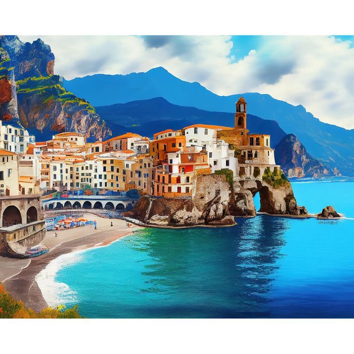 Paint by Numbers Kit - Acrylic Paints - Italian City 40x60 cm