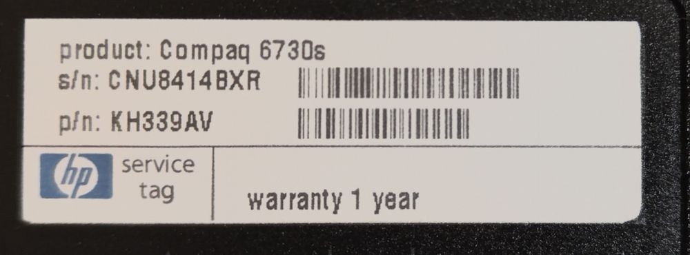 Portátil HP Compac 6730s