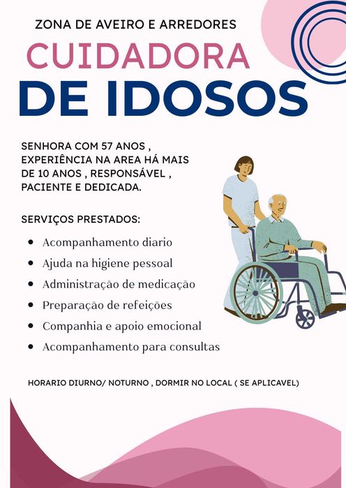 Cuidadora de Idosos – Diurno ou Noturno | Aveiro e Arredores