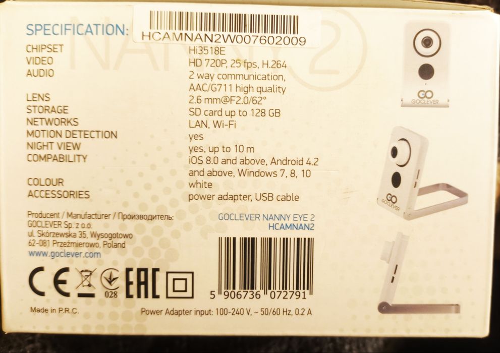 GOCLEVER EYE Nanny 2 Niania Kamera IP WIFI