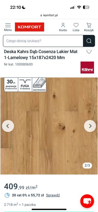 Deska podłogowa Kahrs Dąb Cosenza Lakier Mat