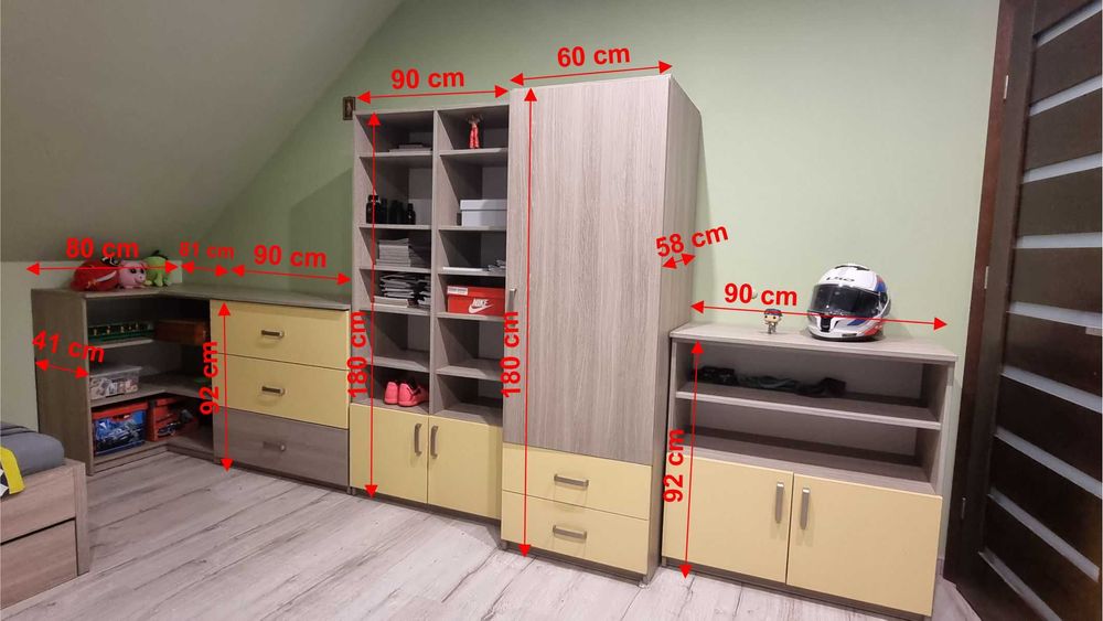 Meble młodzieżowe dziecięce o łącznej dł. aż 491 cm, na wzór Meblik !!
