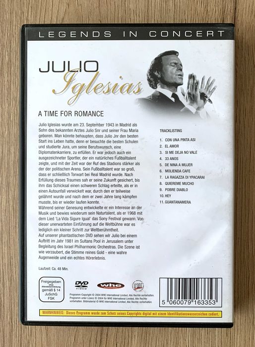 A Time For Romance - Julio Iglesias, płyta dvd, 2004. Legends in concert