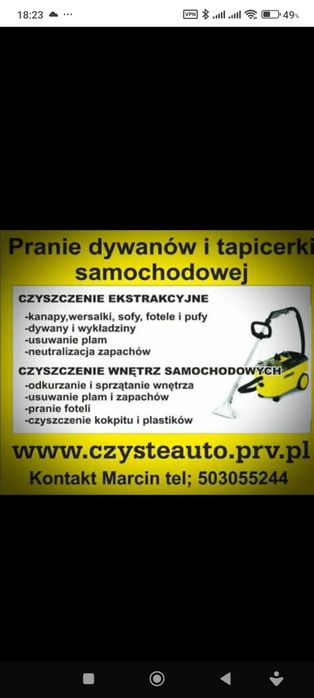 Pranie tapicerki samochodowej i meblowej