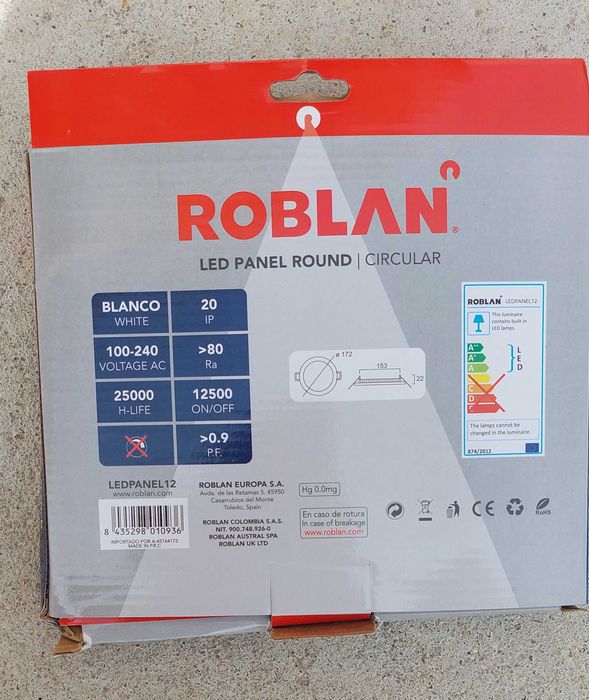 Foco de encastrar LED Redondo 12W Luz branca