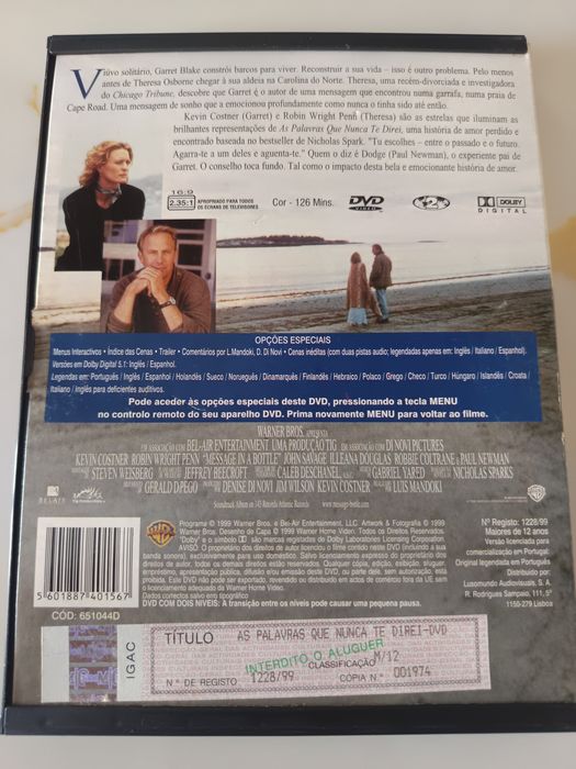 DVD as palavras que nunca te direi