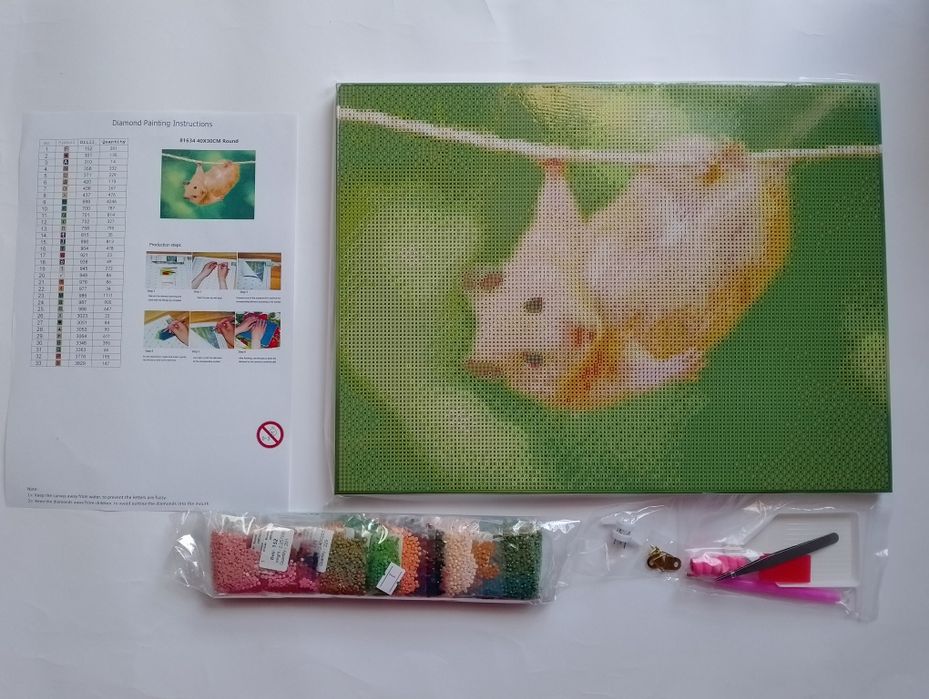 Haft diamentowy 30x40 obraz na ramie chomik