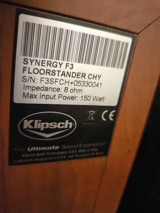 Klipsch synergy f3 cherry czarne  150 watt