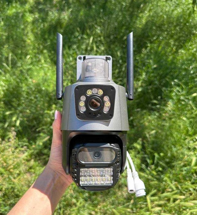 Камера відеонагляду V380 4G подвійна під сімку вулична поворотна P11