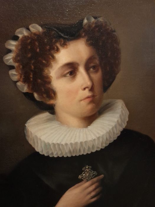 Obraz olejny antyk Minna"Mini"Stein stary portret arystokratki 1880