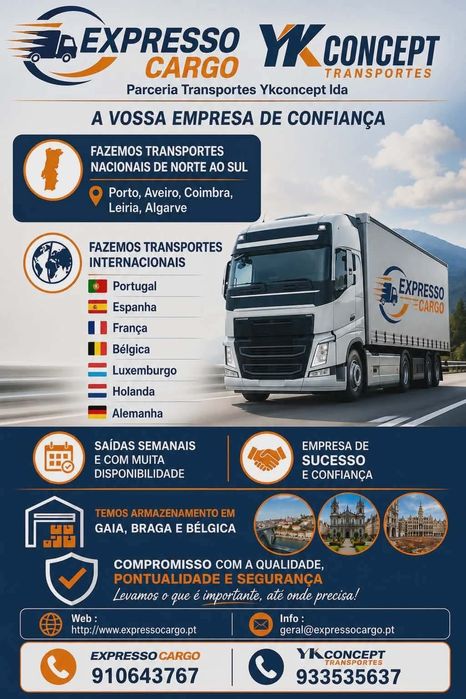ExpressoCargo Internacional  Espanha França Belgica Luxemburgo Holanda Alemanha Mudanças Transportes Logistica
