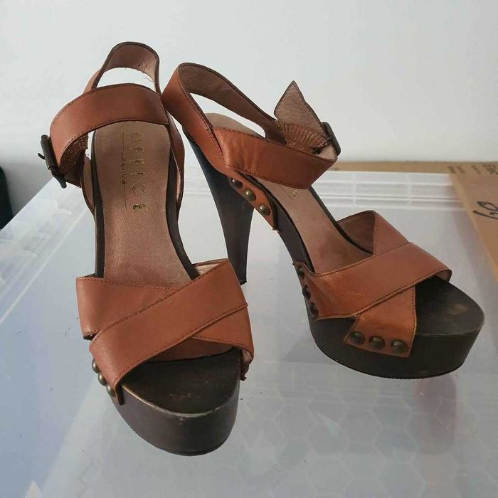 OFFICE | Sandálias de Couro com Plataforma - Usado | Leather Platform Sandals EU38/ UK5 - Used