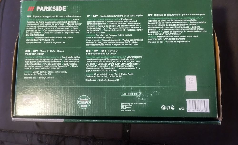 Sapatos de segurança 44 Parkside