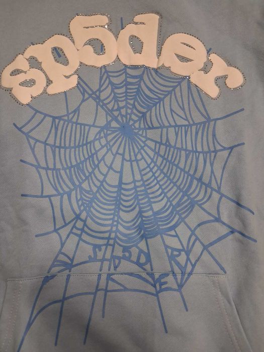Bluza Sp5der, niebieska, z kapturem