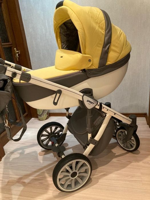 Дитяча коляска 2 в 1 Anex Sport, жовто-сіра