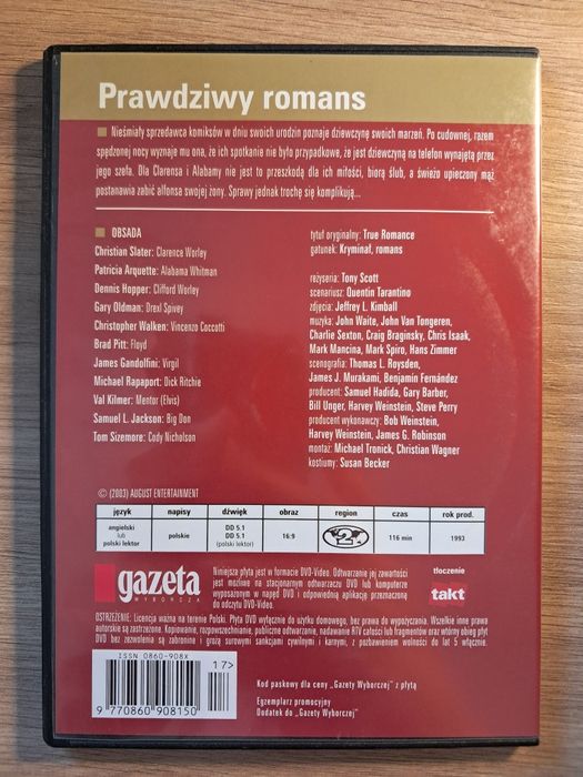 Prawdziwy romans | Slater | Arquette | Tarantino | DVD