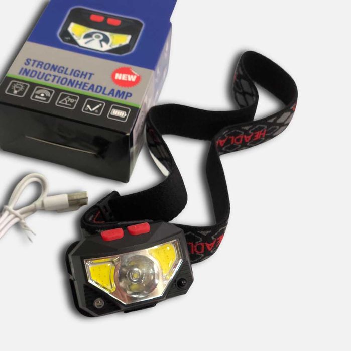 Налобний ліхтар Voltronic XPG + COB, 3 режими, чорний