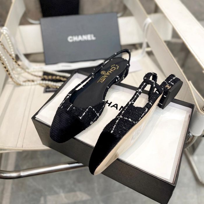 Czółenka Chanel Slingback Tweed