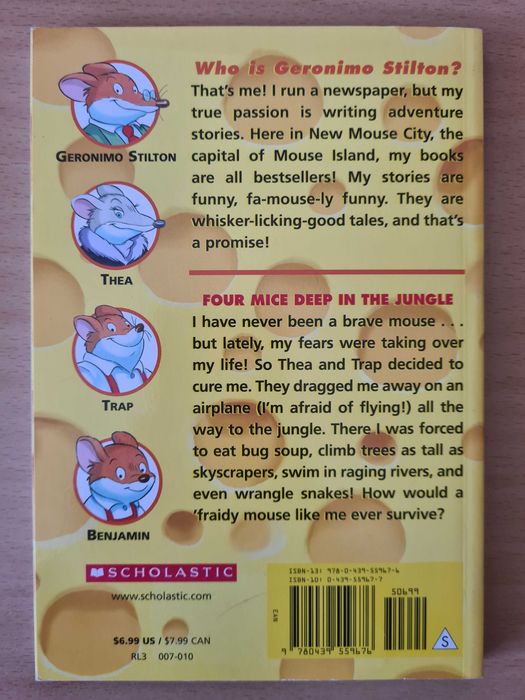 Livro juvenil "Geronimo Stilton - Four Mice Depp in the Jungle"