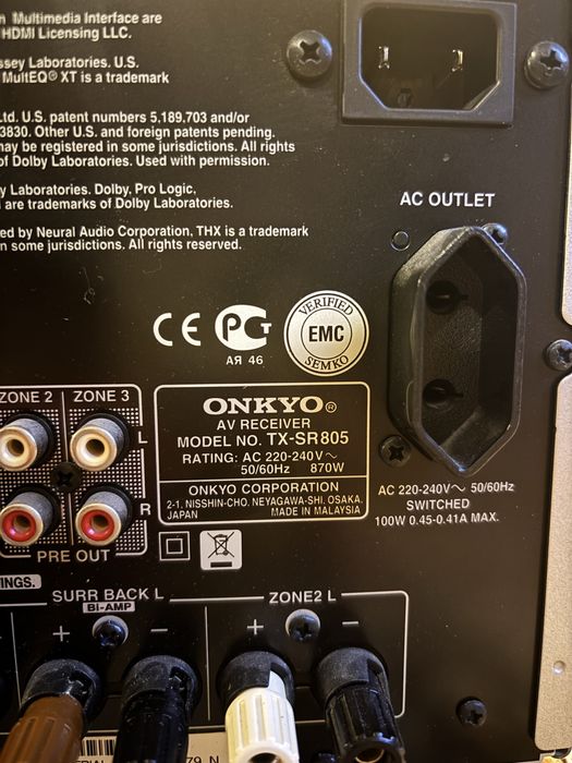 Receiver Onkyo TX-SR805